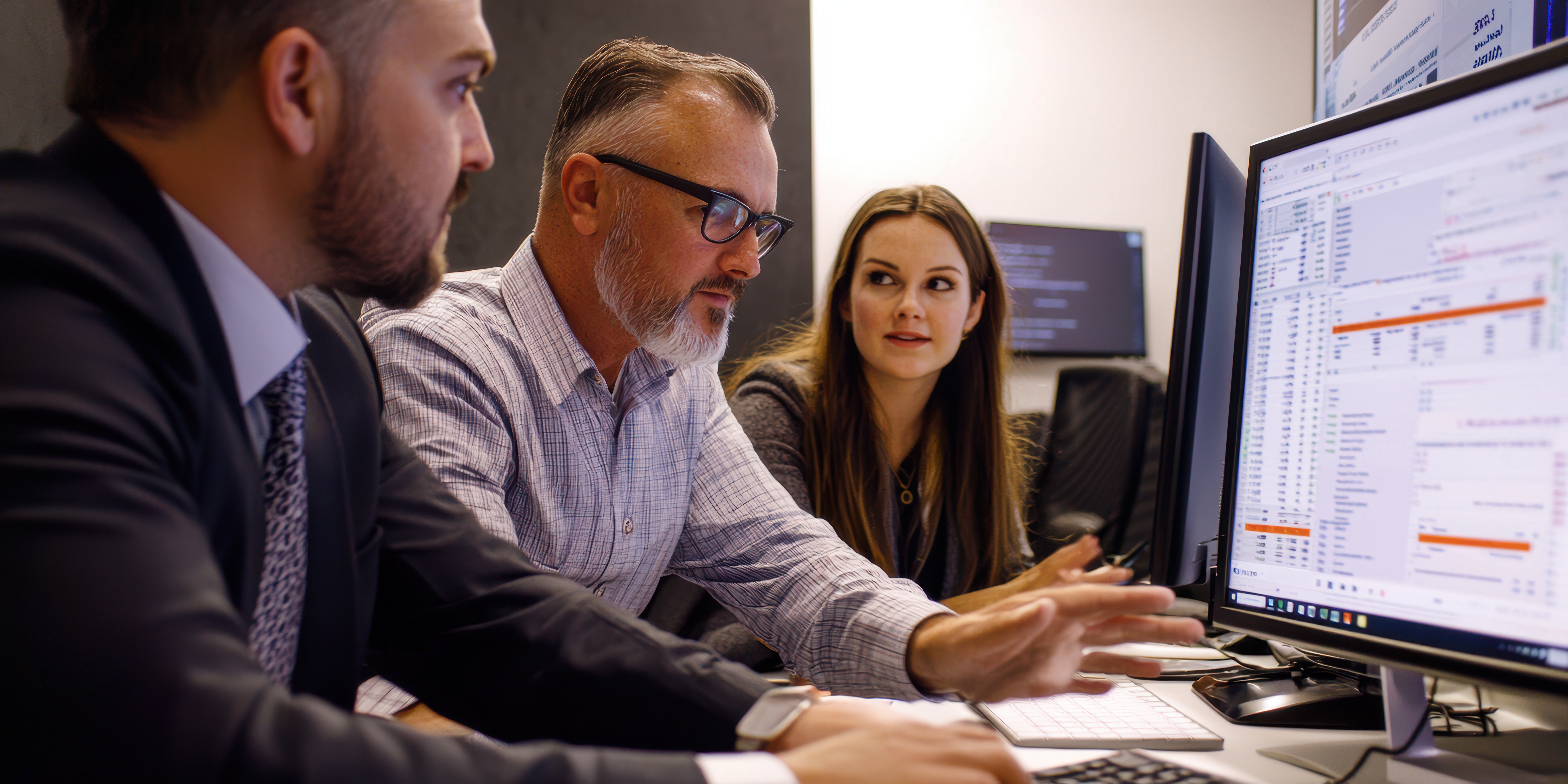 Peritos ingenieros examinando documentos para elaborar un informe pericial